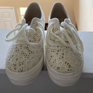 Keds platform sneakers in off-white lace